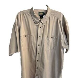 Cabela's Outdoor Gear Men's Short Sleeve Button‎ Up Beige Size 2XL Tall EUC